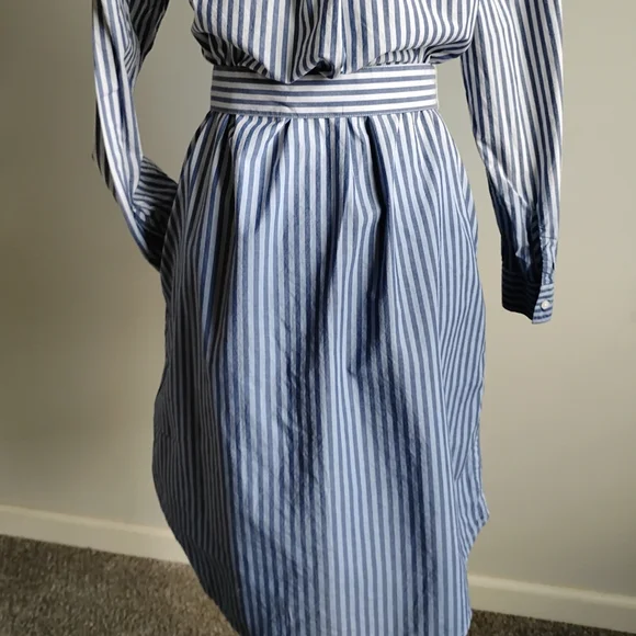 Lands' End Classic Cotton Shirt Dress Ombre Blue Stripe Preppy Size Small - Picture 12 of 17